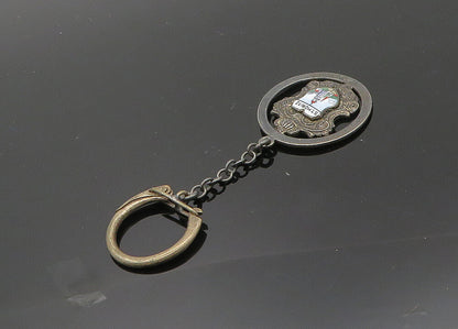 925 Sterling Silver  Vintage Enamel Saint Moritz Switzerland Key Chain  TR2763