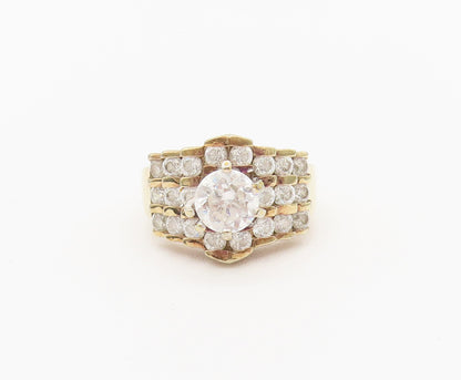 925 Sterling Silver Vintage Ring ROSS SIMONS Round Topaz Beaded  Sz 6 RG27934