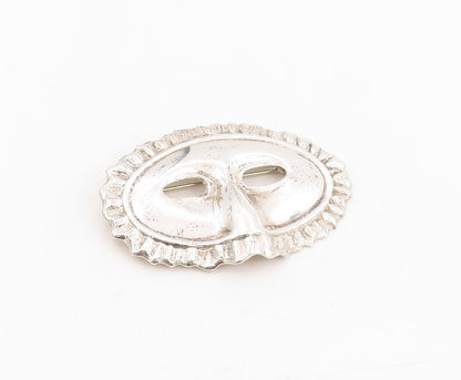 925 Sterling Silver Vintage Brooch Carved Carnival Masquerade Mask Pin  BP12044