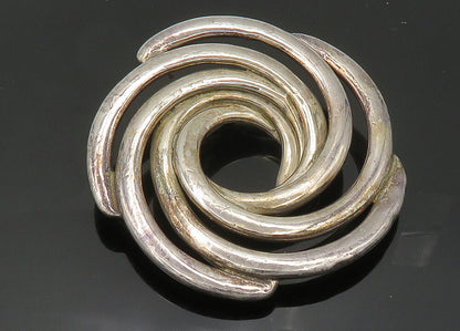 ISRAEL 925 Sterling Silver  Vintage Shiny Spiral Design Brooch Pin  BP7956