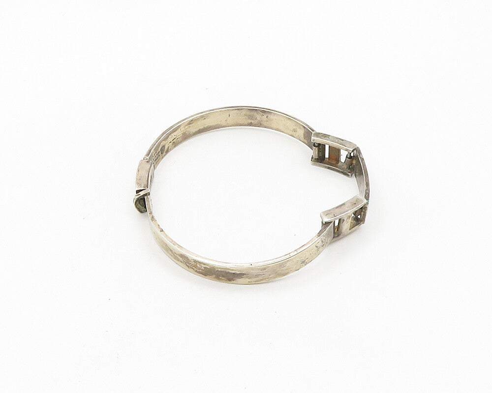 MEXICO 925 Silver  Vintage Enamel Detail Curved Bar Chain Bracelet  BT7524