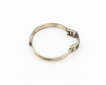 MEXICO 925 Silver  Vintage Enamel Detail Curved Bar Chain Bracelet  BT7524