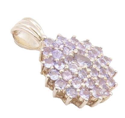 925 Sterling Silver Vintage Pendant Tanzanite Beaded Small Flower  PT22552