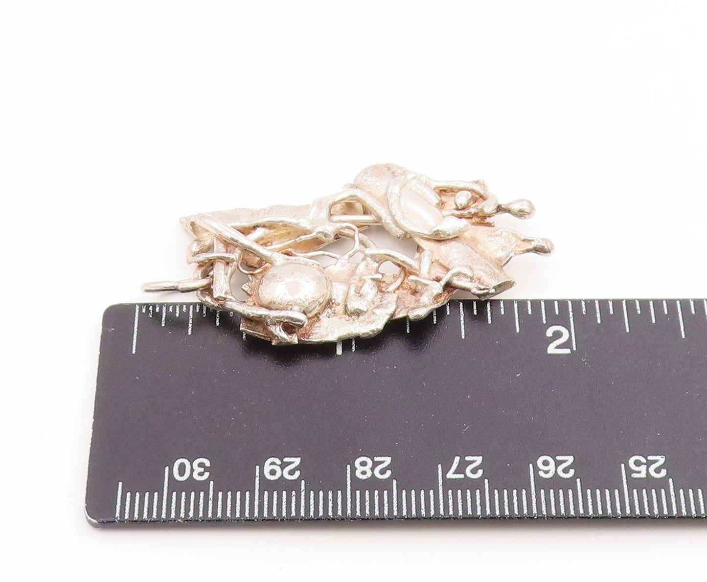 925 Sterling Silver Vintage Pendant Brutalist Solid Sculpture Design  PT26150