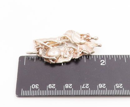 925 Sterling Silver Vintage Pendant Brutalist Solid Sculpture Design  PT26150