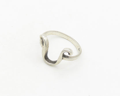 925 Sterling Silver  Vintage Shiny UShape Smooth Band Ring Sz 7  RG19659