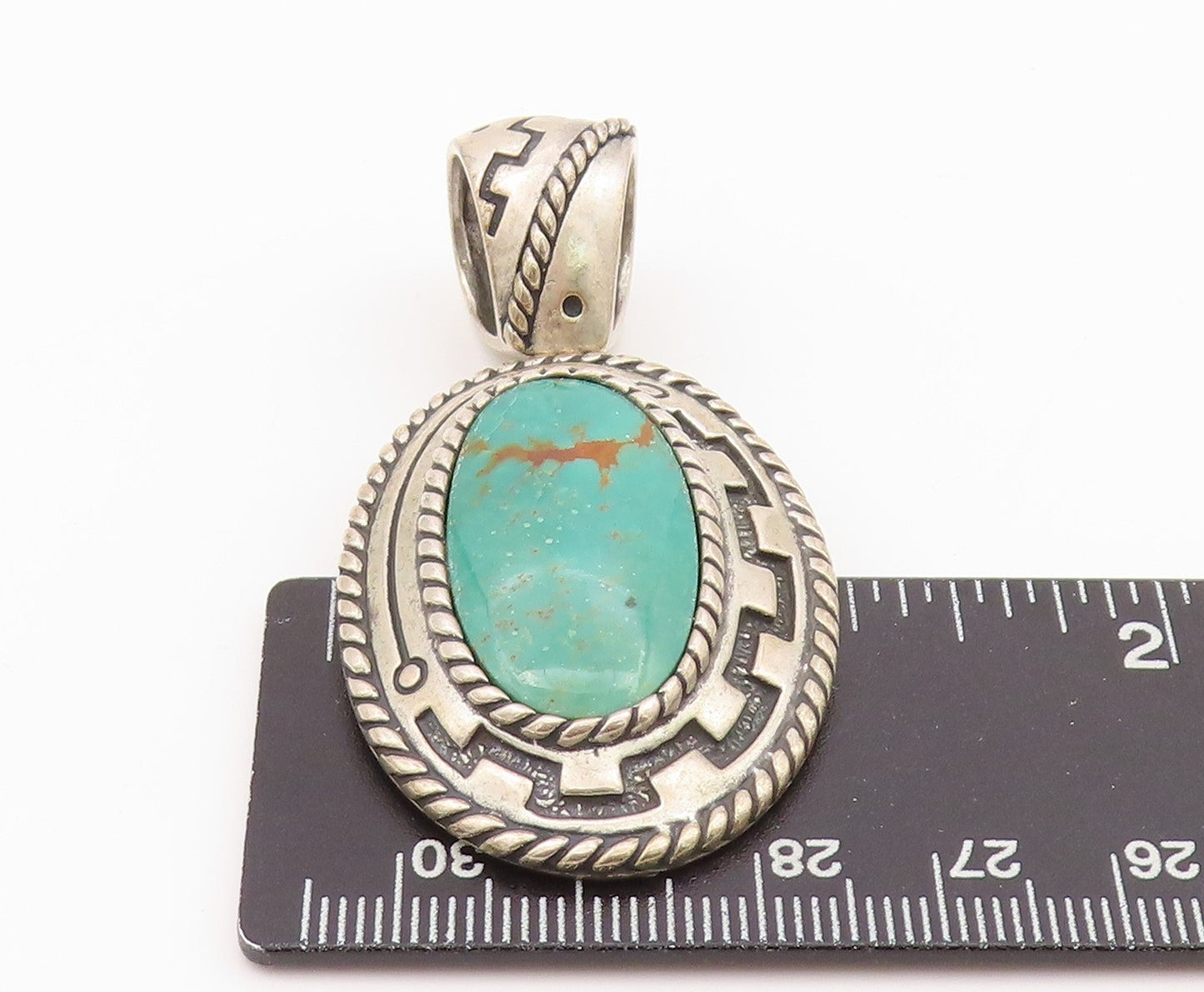 925 Sterling Silver Vintage Pendant CAROLYN POLLACK Antique Turquoise  PT24243