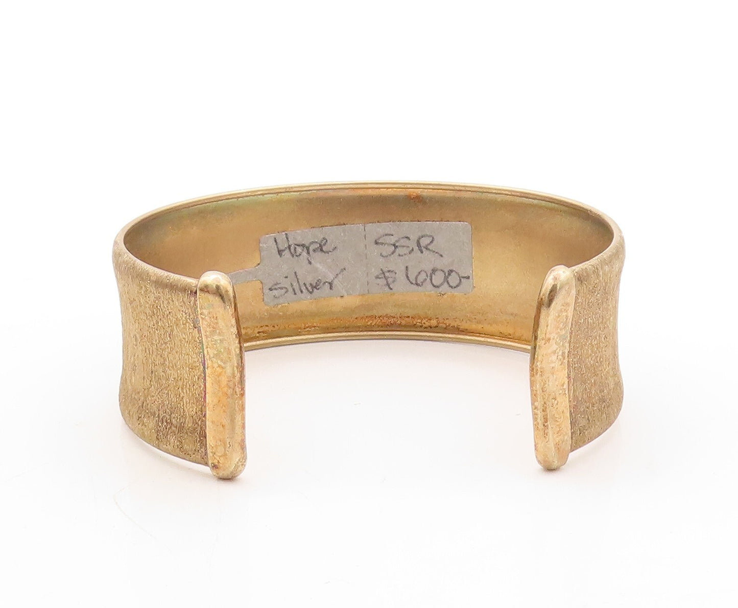 925 Sterling Silver Vintage Bracelet  Gold Plated Solid Brad Band Cuff  BT10906