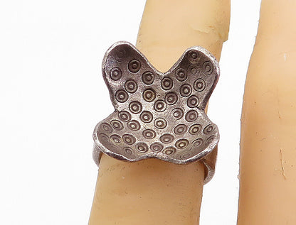 925 Sterling Silver  Vintage Antique Floral Design Band Ring Sz 5.5  RG7021