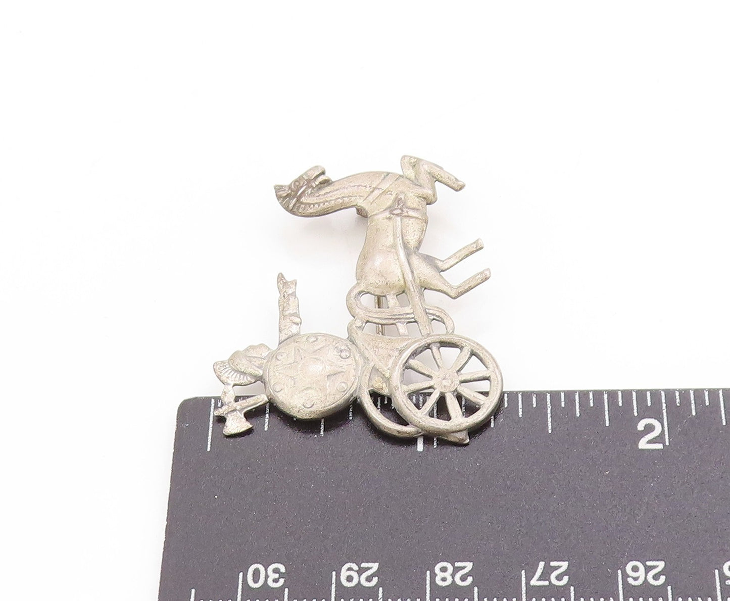 925 Sterling Silver Vintage Brooch Classic Roman Charioteer & Horse Pin  BP11931