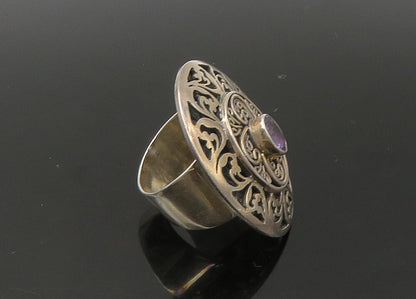 925 Sterling Silver  Vintage Amethyst Open Swirl Cocktail Ring Sz 6  RG22616