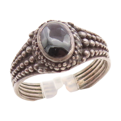 925 Sterling Silver Vintage Black Onyx Dark Tone Band Ring Sz 6  RG20333