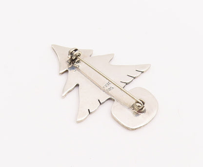 925 Sterling Silver Vintage Brooch Pin MEXICO Etched Christmas Tree  BP11149