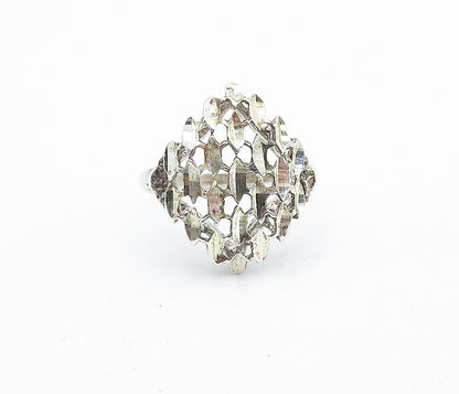 925 Sterling Silver  Vintage Shiny Diamond Cut Detail Band Ring Sz 6  RG6259