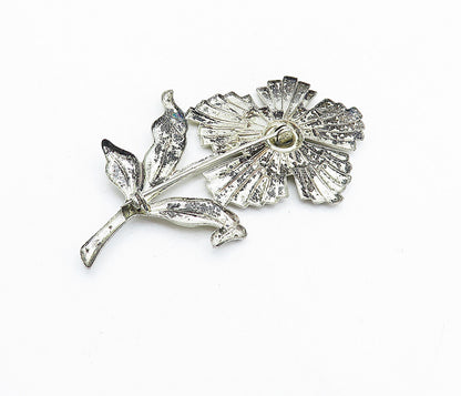 925 Sterling Silver  Vintage Shiny Single Flower Motif Brooch Pin  BP2251