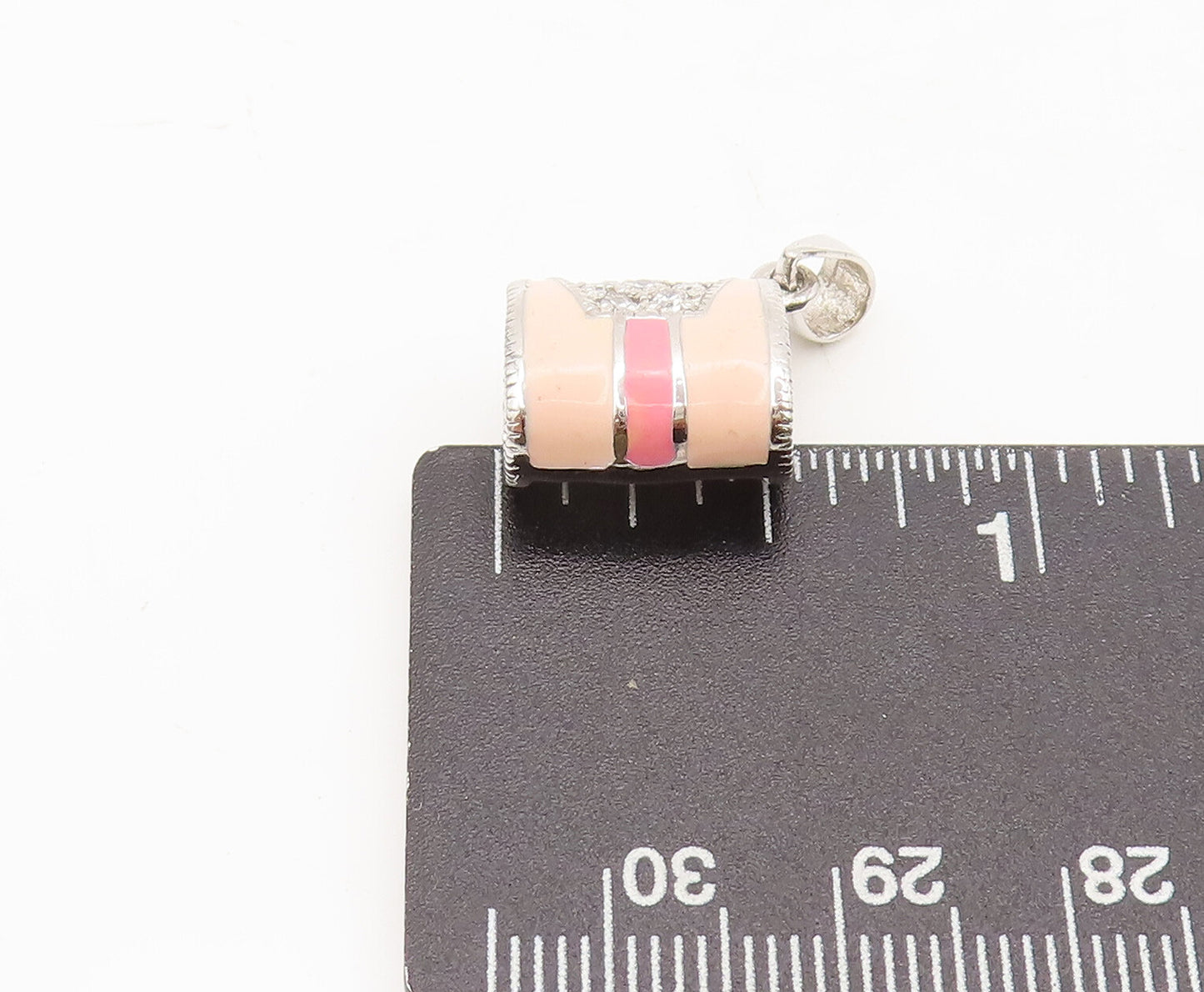 925 Sterling Silver Vintage Pendant Topaz Beaded Two Tone Enameled Bag  PT22442