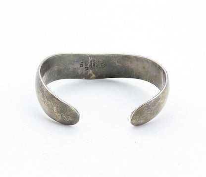 LOS BALLESTEROS 925 Silver  Vintage Oxidized Smooth Wavy Cuff Bracelet  BT2771