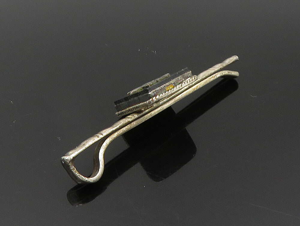CHINESE 925 Silver  Vintage Square Black Onyx Symbol Money Clip   TR3310