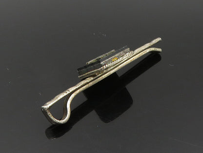 CHINESE 925 Silver  Vintage Square Black Onyx Symbol Money Clip   TR3310
