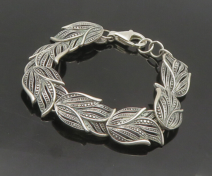 OR PAZ ISRAEL 925 Sterling Silver  Vintage Floral Leaf Chain Bracelet  BT7410