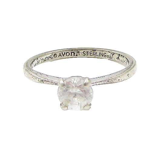 AVON 925 Sterling Silver  White Topaz Engagement Ring Sz 9  RG2959