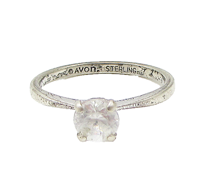AVON 925 Sterling Silver  White Topaz Engagement Ring Sz 9  RG2959