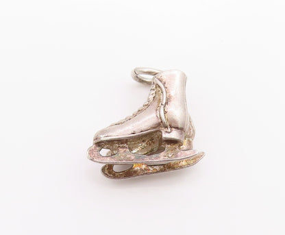 925 Sterling Silver Vintage Pendant Etched Figure Skating Boot Charm  PT24981