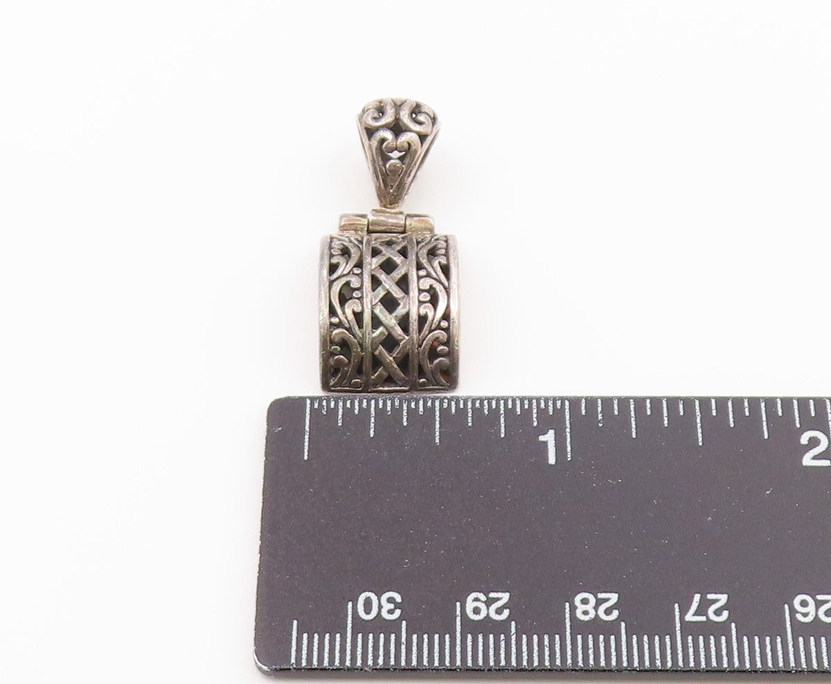 925 Sterling Silver  Vintage Shiny Patterned Dome Drop Pendant  PT18873