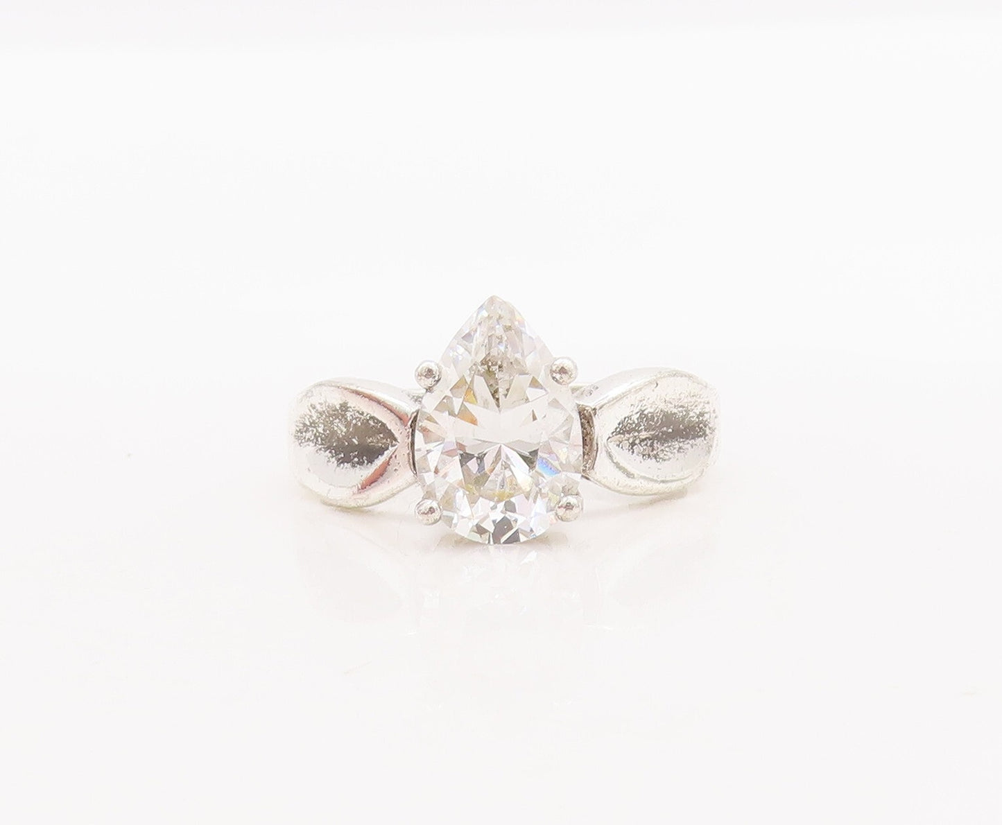 925 Sterling Silver Vintage Ring Designer Drop Cut Topaz  Sz 10  RG29124