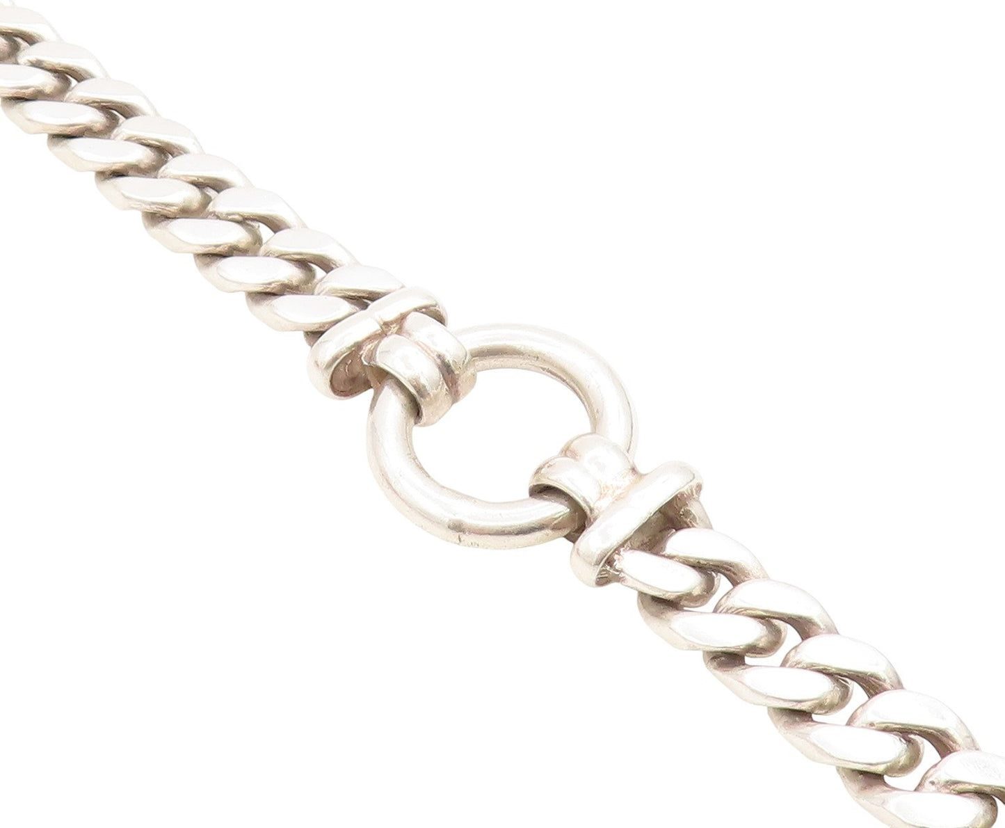925 Sterling Silver Vintage Bracelet Modernist Curb Link Toggle Chain  BT11486