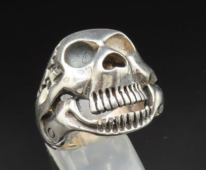 925 Sterling Silver  Vintage Skull Head Signet Biker Ring Sz 10  RG24840