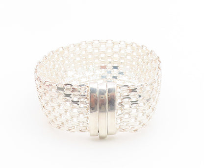 925 Sterling Silver Vintage Bracelet Intricate Geometric Pattern Link  BT11924