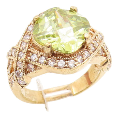 925 Sterling Silver Vintage Ring Gold Plated Elegant Peridot Band  Sz 7  RG35688