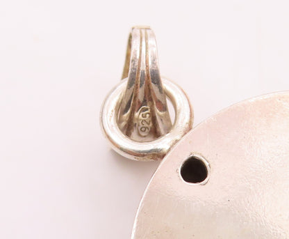 925 Sterling Silver  Vintage Cabochon Cut Amber Shiny Twist Pendant  PT10116