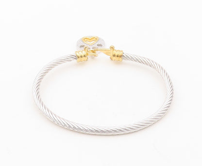925 Sterling Silver Vintage Bracelet Roped Dangling Paw Carved  Charm  BT10708