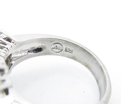 925 Sterling  Silver  Cubic Zirconia & Sapphire Shiny Band Ring Sz 8  RG4697