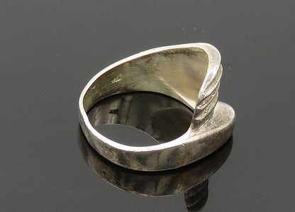 925 Sterling Silver  Vintage Dark Tone Fluted Bypass Band Ring Sz 7.5  RG20617