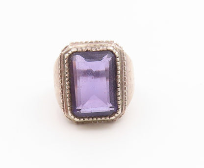 925 Sterling Silver Vintage Ring Chunky Amethyst Statement Band  Sz 11  RG35881