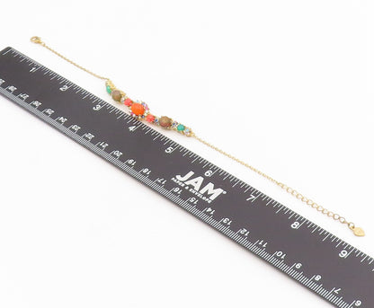 925 Sterling Silver Vintage Bracelet Gold Plated Multi Gemstone Medley  BT11528