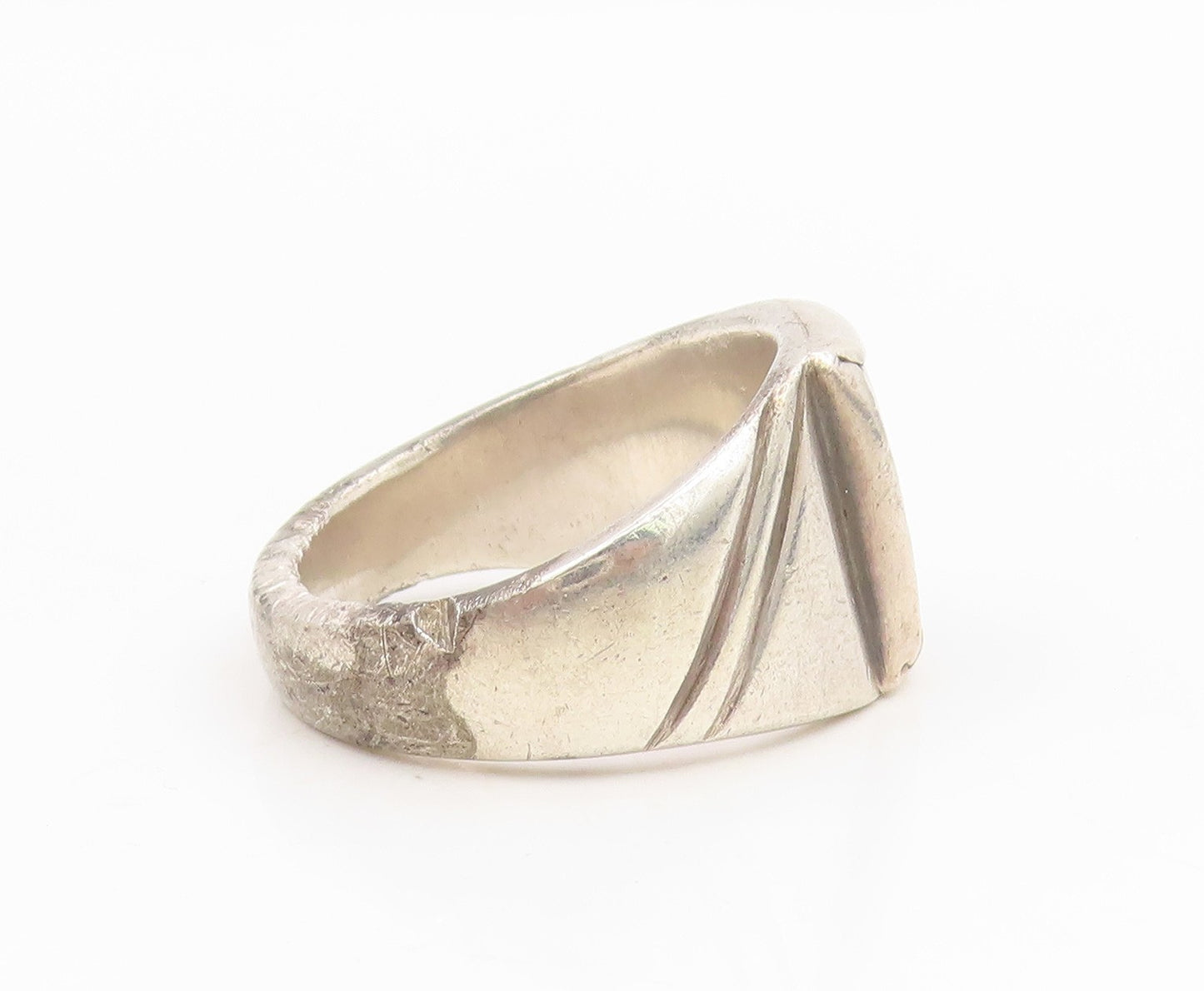 925 Sterling Silver Vintage Ring Rectangular Onyx Signet Band  Sz 12.5  RG35047