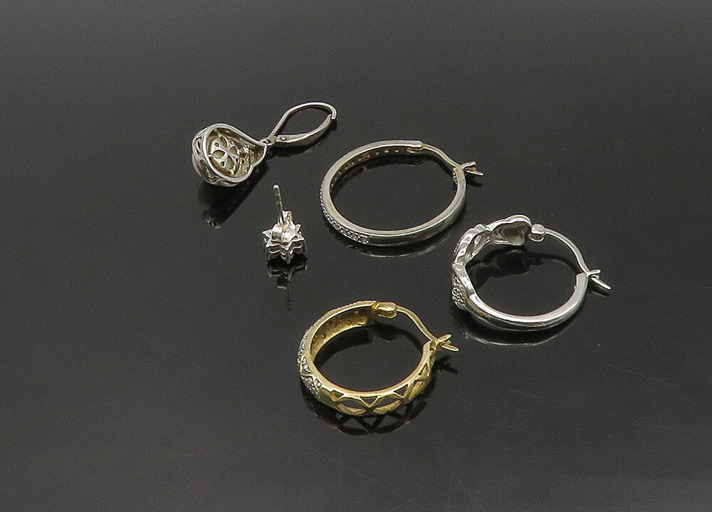 925 Silver   Vintage Genuine Diamonds & Pearl Lot Single Earrings  EG11285