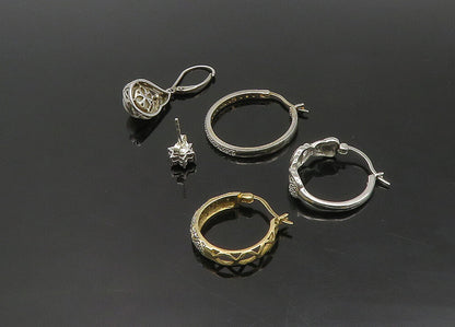 925 Silver   Vintage Genuine Diamonds & Pearl Lot Single Earrings  EG11285
