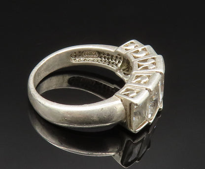 925 Silver  Vintage Graduated Five Stone Cubic Zirconia Ring Sz 9  RG24594