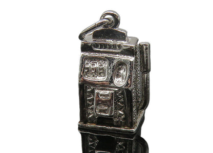 925 Sterling Silver  Vintage Petite Shiny Slot Machine Drop Pendant  PT9331