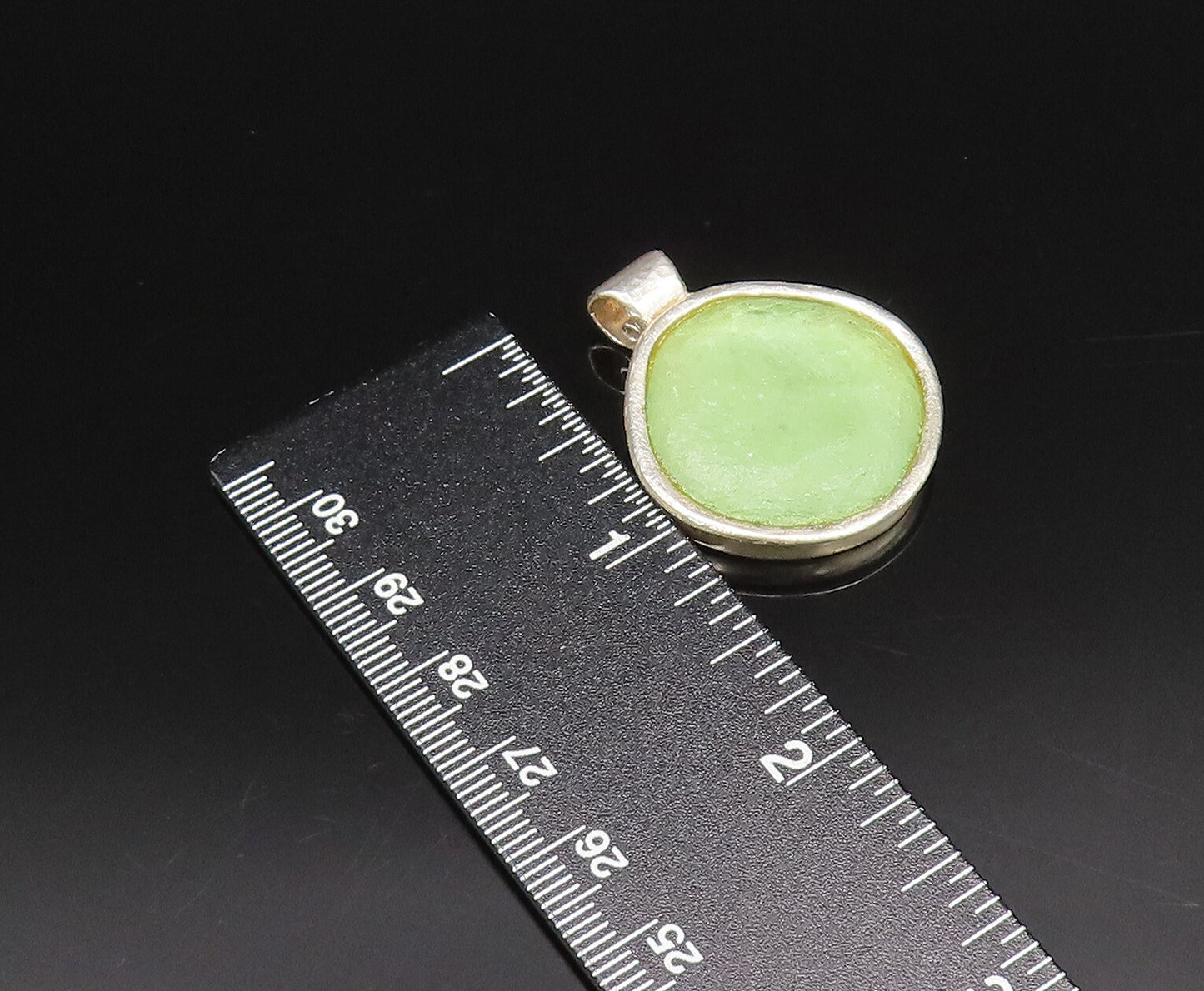 REVITAL ISRAEL 925 Silver  Vintage Green Roman Glass Drop Pendant  PT21827