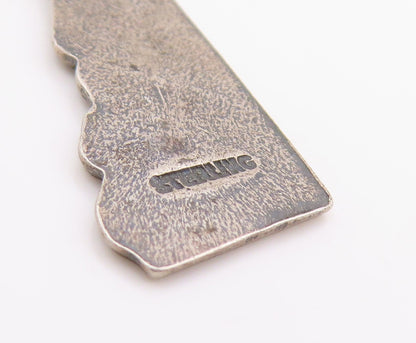 925 Sterling Silver Vintage Pendant Historic Delaware State Map Charm  PT24775