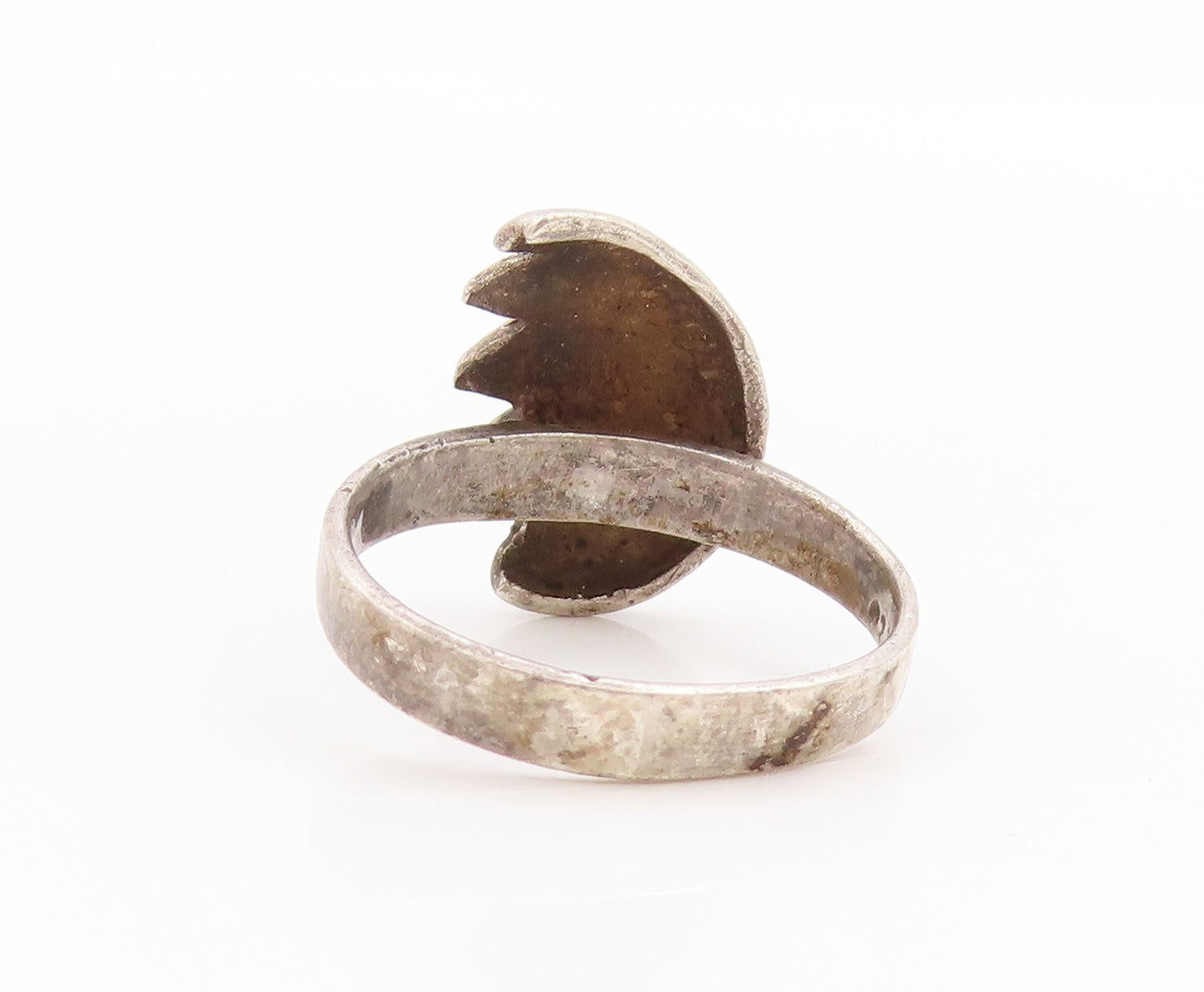 925 Sterling Silver Vintage Ring Asymmetrical Cracked Shell Band Sz 6.5 RG33551