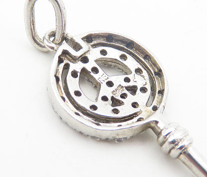 925 Sterling Silver  Shiny Petite Topaz Open Peace Sign Key Pendant  PT6212