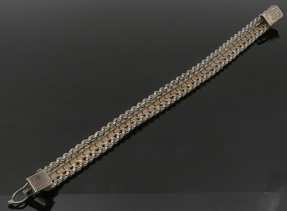 925 Sterling Silver  Vintage Dark Tone Rope Twist Chain Bracelet  BT9182