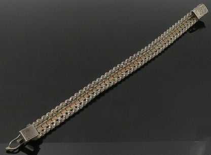 925 Sterling Silver  Vintage Dark Tone Rope Twist Chain Bracelet  BT9182